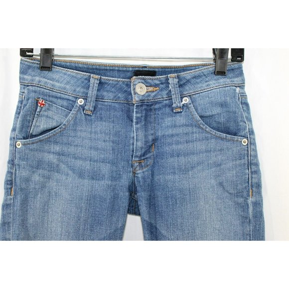 Hudson Womens Medium Wash Bacara Crop Straight Cuff Jeans 25 - Picture 2 of 6